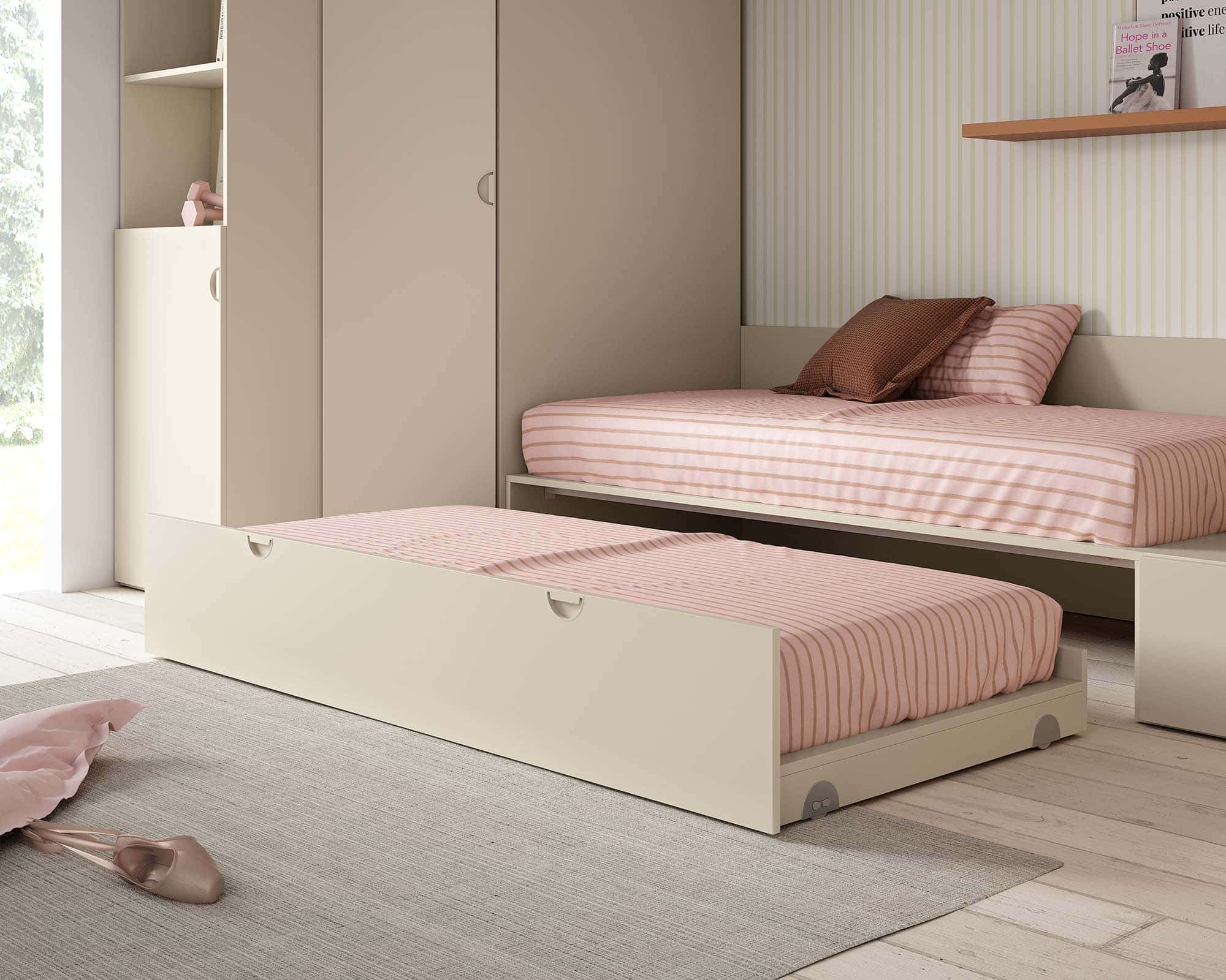 cama extraíble con base y ruedas