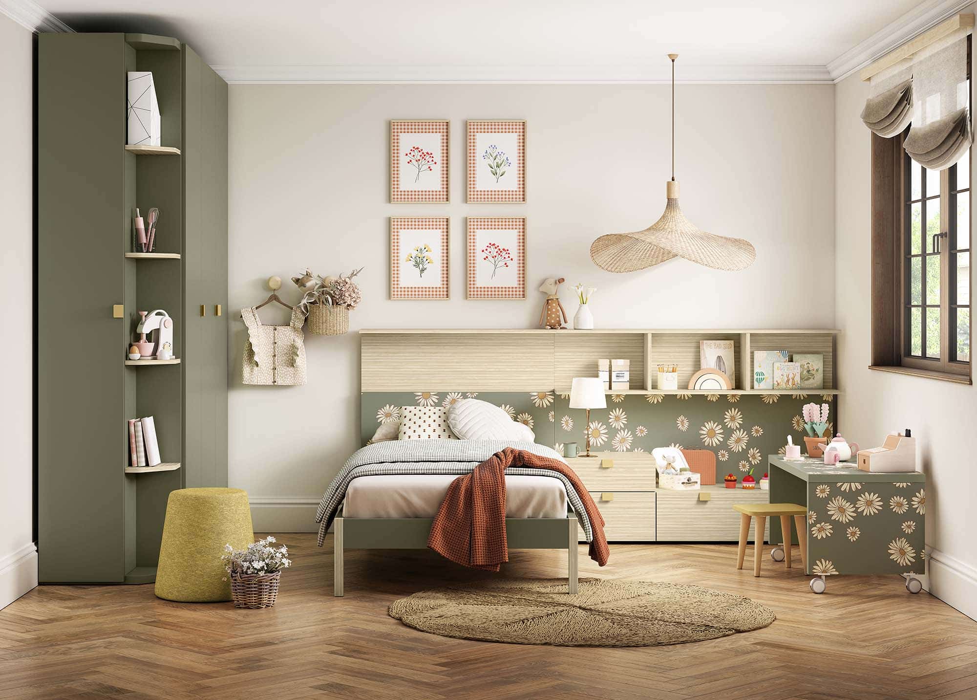 habitacion juvenil con estampados