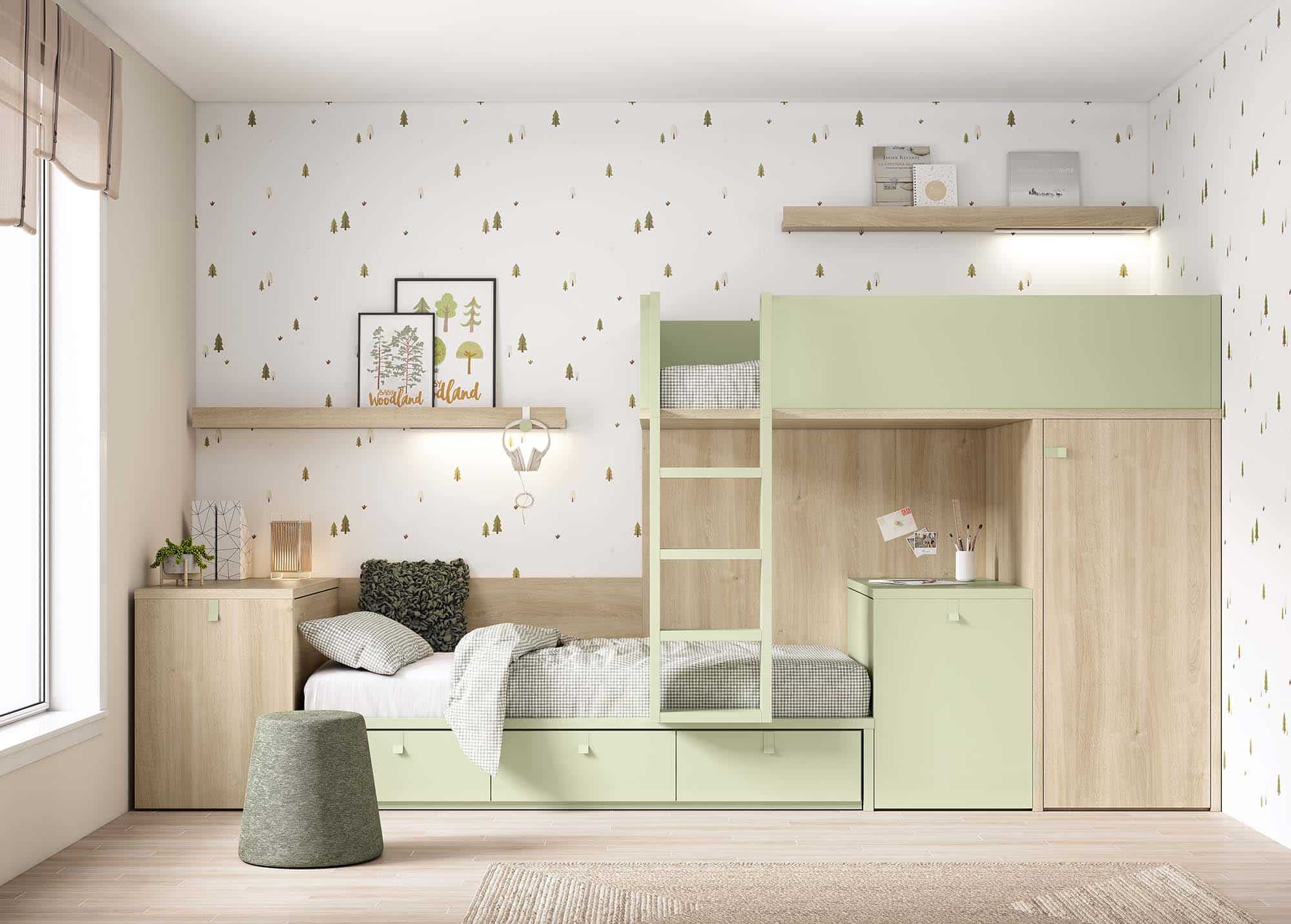 litera infantil con cajones y escritorio