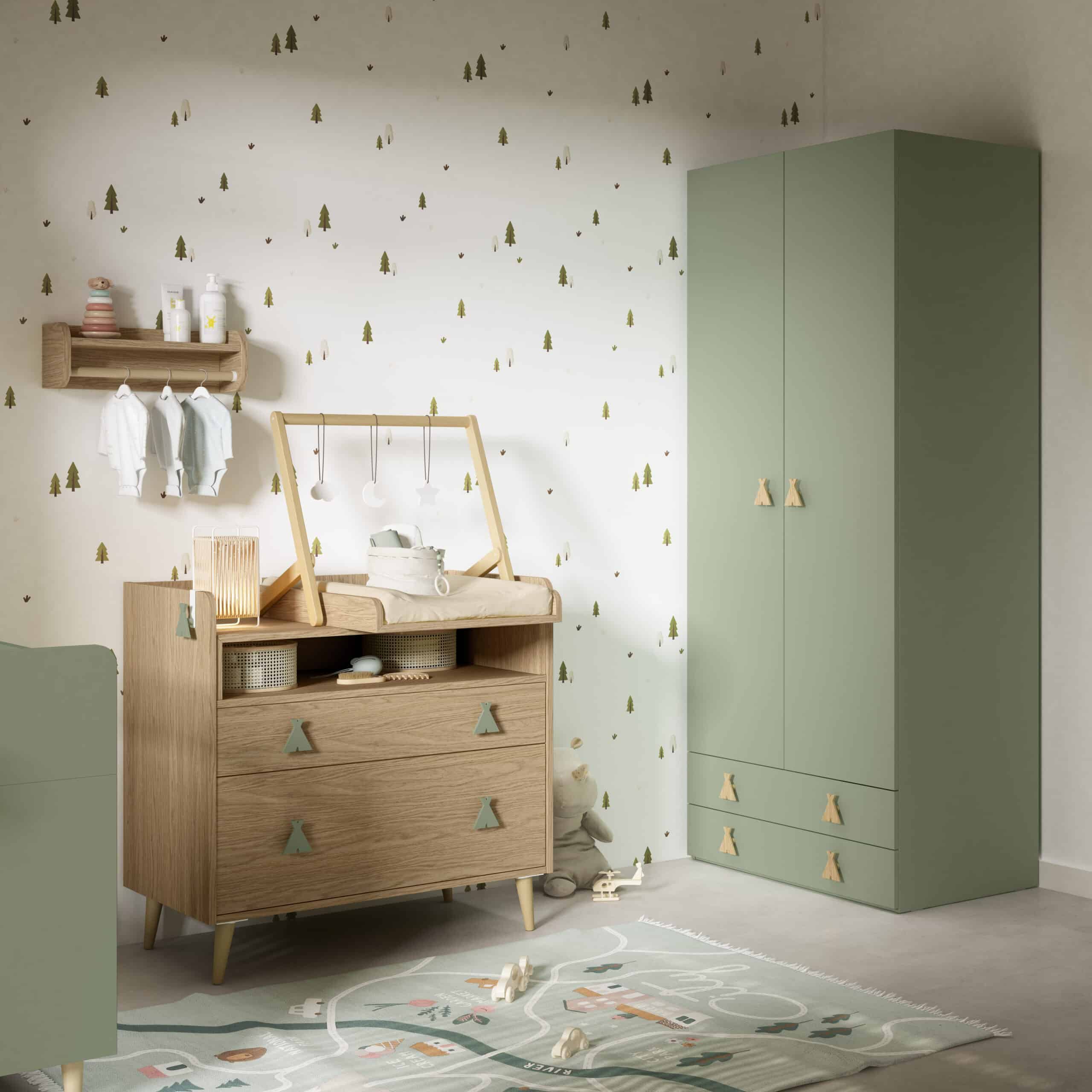 ▷ Cambiador comoda de bebé Provenza Verde Bimbidreams - Bebeydecoracion