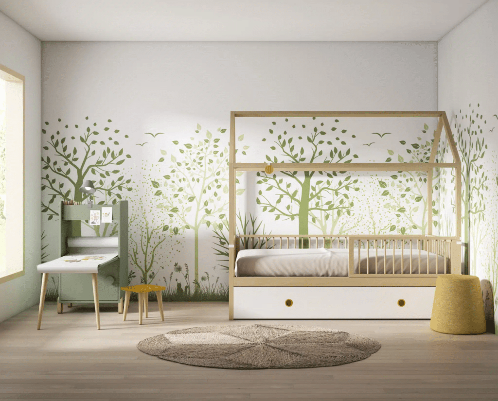 cama Montessori con forma de casita
