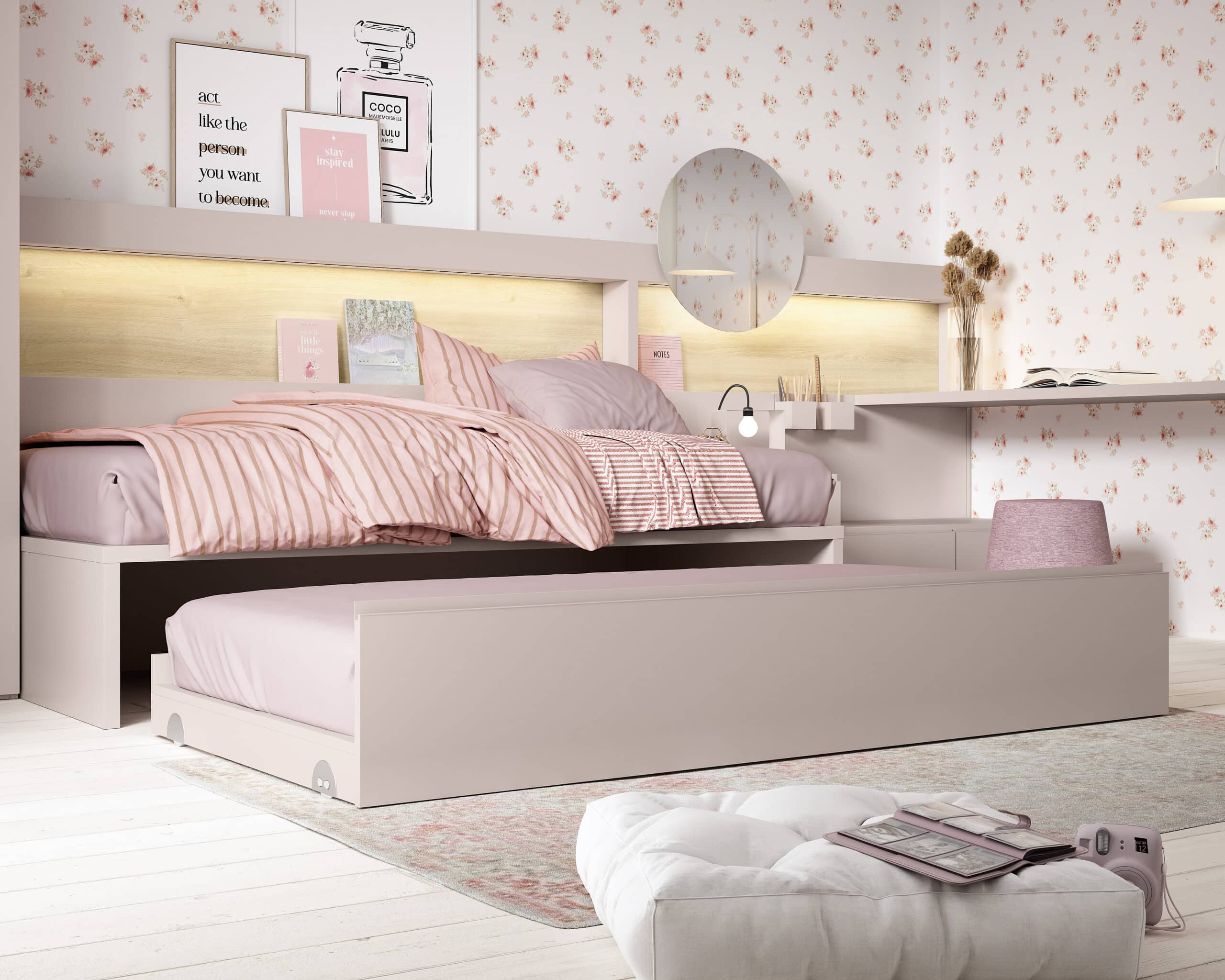 cama nido extraible con base y ruedas